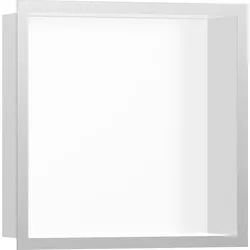 Hansgrohe XtraStoris Individual Wandnische Mattweiß mit Designrahmen 300x300x100 mm, Edelstahl V2A, für Nass- und Trockenbau