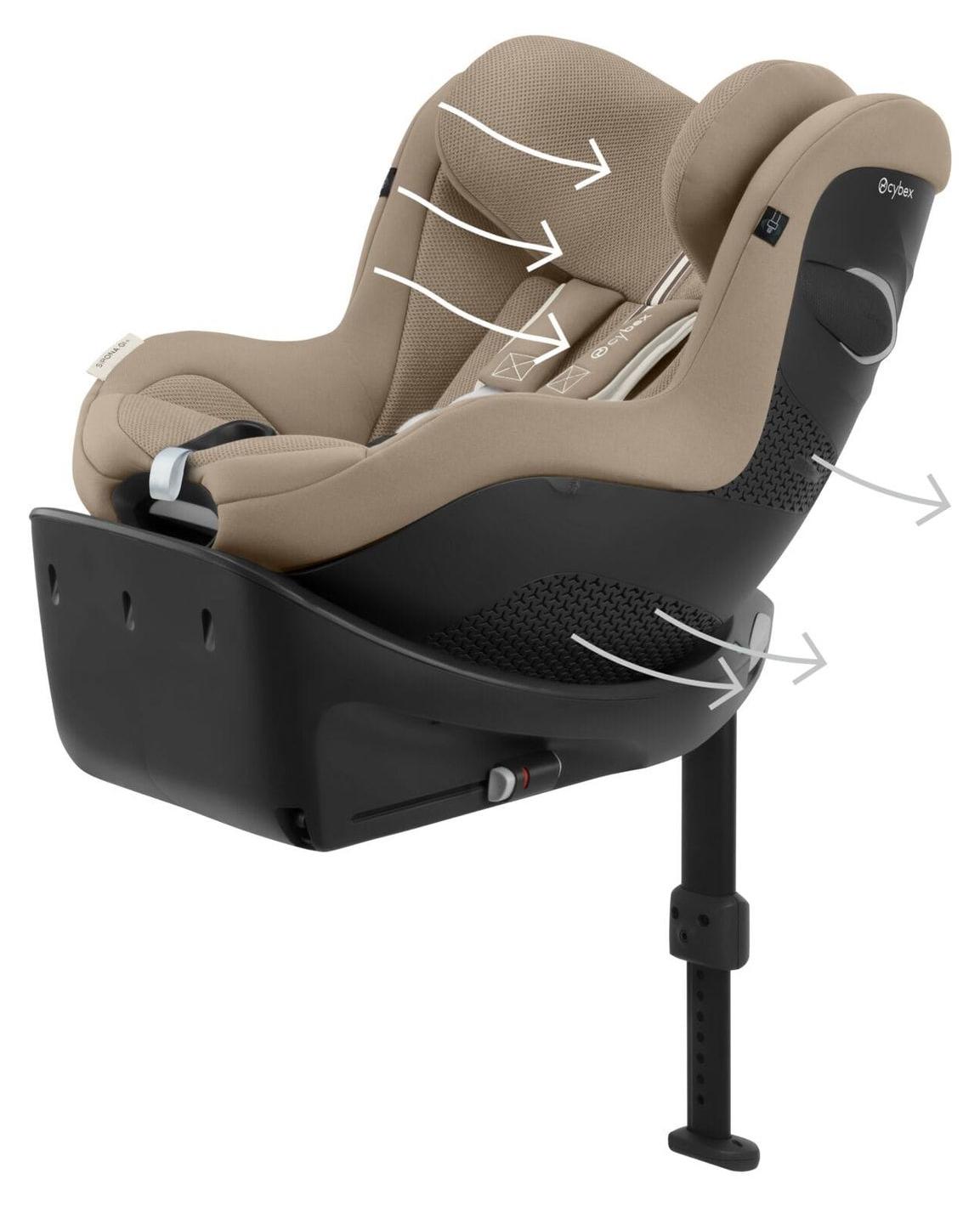 CYBEX Sirona Gi i-Size Plus, ISOFIX, 5-Punkt, Seitenschutz, Kopfstütze, Abwaschbare Abdeckung, Einstellbare Rückenlehne