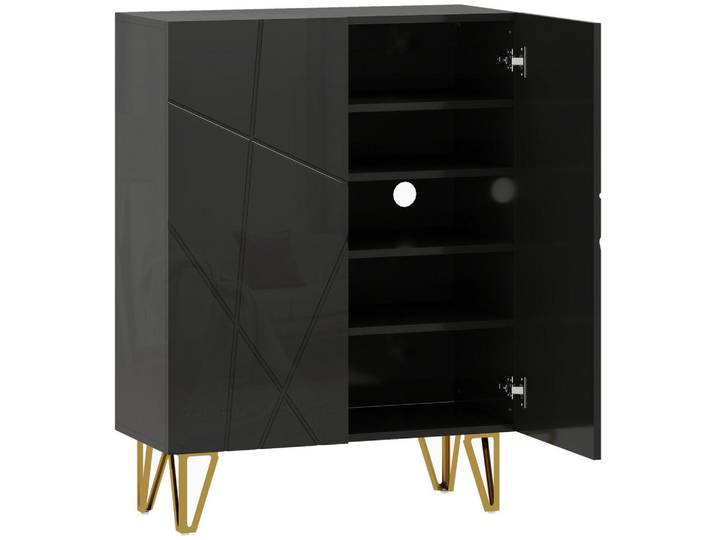 Jamb Schuhschrank Santa Cruz de Tenerife Norte Schwarz verstellbar 72/31.5/95 cm, Holz, Nachbildung, 72x95x31.5 cm, Garderobe, Schuhaufbewahrung, Schuhschränke