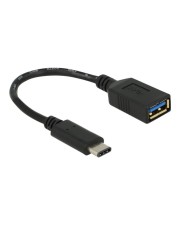 Delock 0.15m USB 3.1 Adapter Digital / Daten Adapterkabel 0,15 m 24-polig Schwarz SuperSpeed Gen 1 Type-C Stecker > Typ A Buchse 15cm (65634)