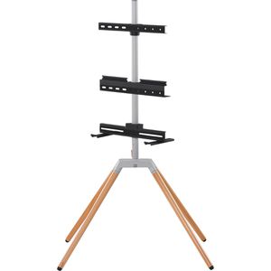 One-For-All TV-Ständer Quadpod WM7476, Eiche, Metall & Holz, schwenkbar, höhenverstellbar, bis 35 kg, für 32-70 Zoll
