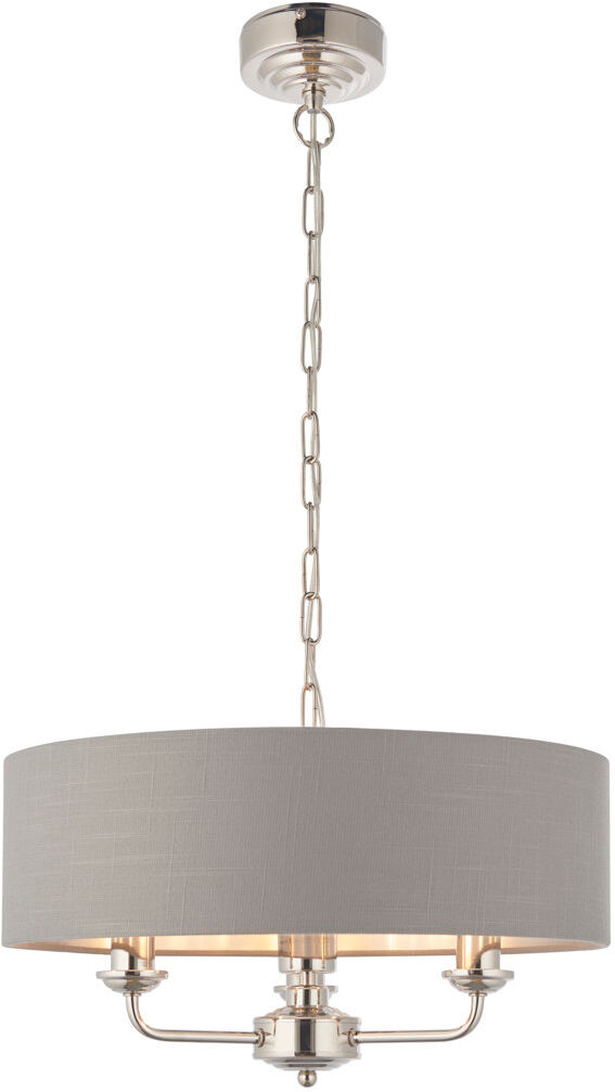 Fairmont Park Landover 3 - Light Drum Chandelier Bright Nickel/Charcoal 30cm H X 48cm W X 48cm D
