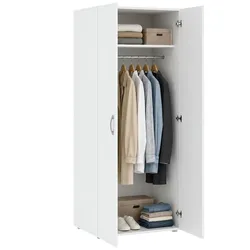 Dmora Malvito - Kleiderschrank 2 Türen, 74x179h cm Weiß, Garderobe
