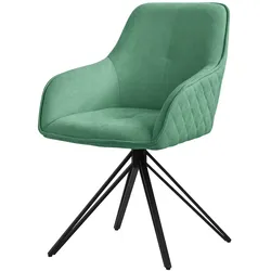 ML-Design – Esszimmerstuhl drehbar Grün | Textil Webstoff, 360° Drehstuhl, Armlehnen, Rückenlehne, ergonomischer Loungesessel