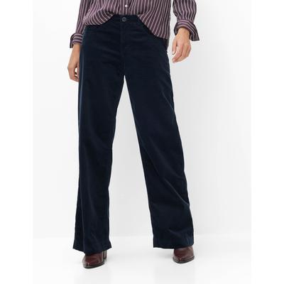 5-Pocket-Hose BRAX "Style MAINE", Damen, Gr. 36, Normalgrößen, blau (navy), Web, 100% Baumwolle, Hosen 5-Pocket-Hose, Cord: Palazzohose im Wide Leg
