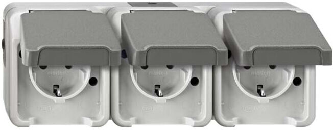 Merten Prise triple SCHUKO gris clair MEG2391-8029 (MEG2391-8029)