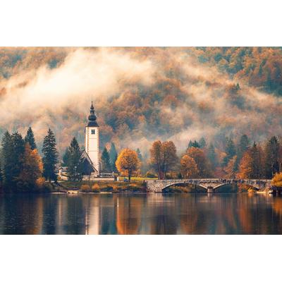 Fototapete PAPERMOON "Turm am See", bunt, B:3m L:2,23m, Vlies, Tapeten