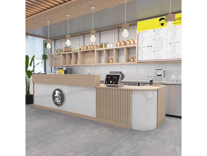 Comptoir de réception de bureau moderne, comptoir de réception en bois esthétique italien tendance, décorations de beauté, meubles de Salon