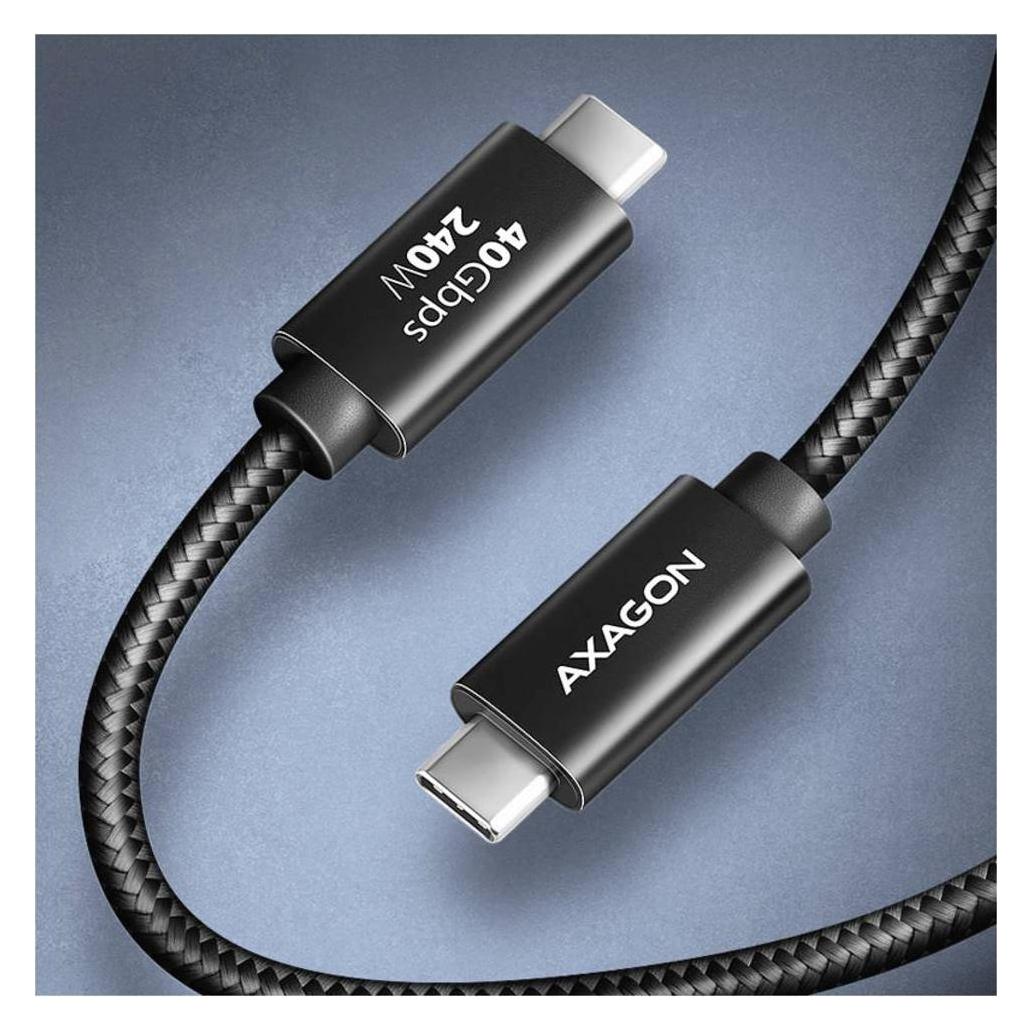 Axagon BUCM4X-CM10AB NEWGEN USB-C <> USB-C 4 Gen 3x2 Kabel 0,5 m Schwarz (0.50 m, USB 4, 240 W) (BUCM4X-CM05AB)