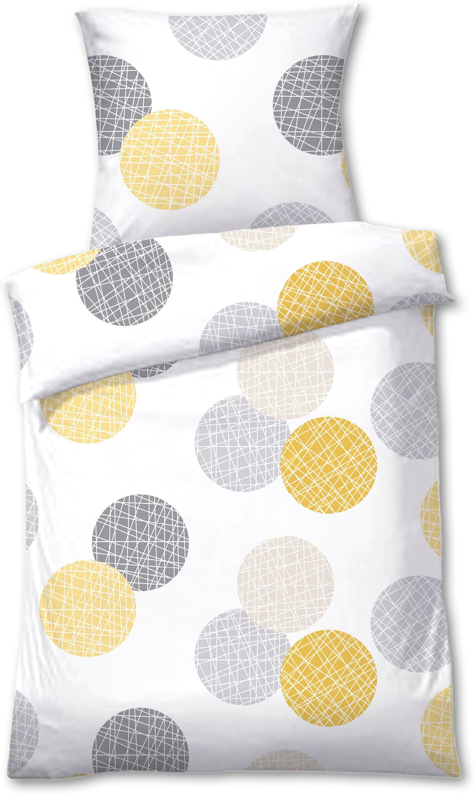 Bettwäsche DYCKHOFF "Kaja", gelb (senf), B/L: 155cm x 220cm, 1 Stk., 1 Stk., Frottee, B/L: 80cm x 80cm, 2 Stk., Frottee, Obermaterial: 75% Baumwolle, 25% Polyester, Bettwäsche, Bettwäsche