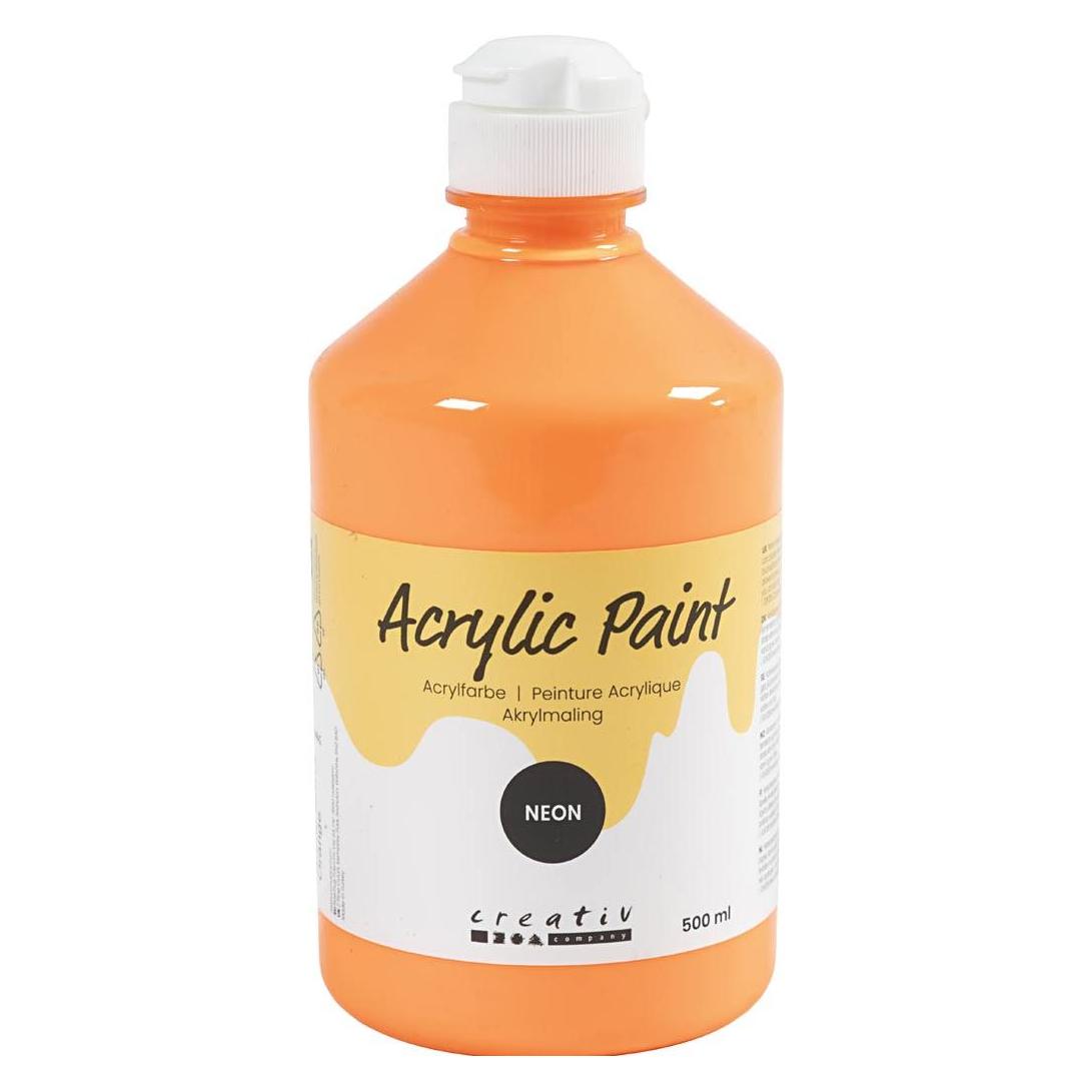 Creativ Company Acrylic Paint Neon, neon orange, 500 ml/ 1 bottle (500 ml) (322501)