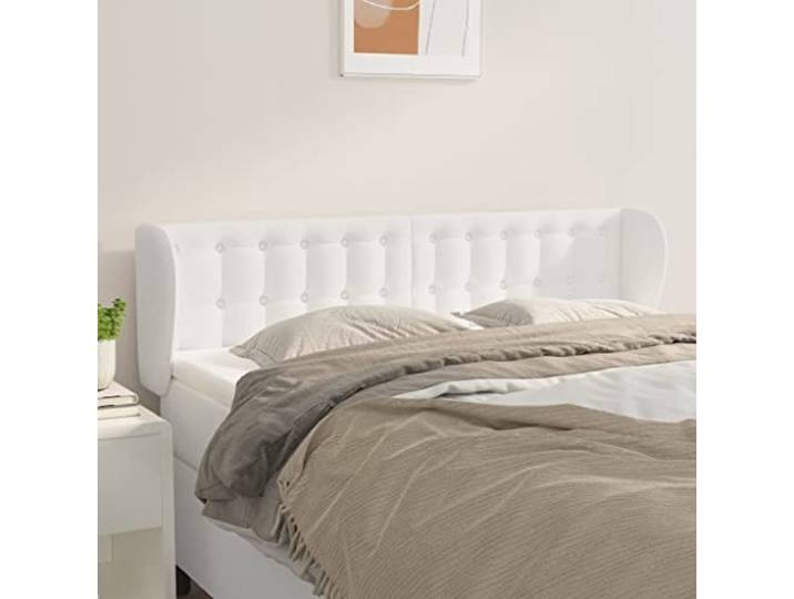 KTHLBRH Weißes Ohr-Kopfteil aus langlebigem Kunstleder, 147 x 23 x 78/88 cm, für Betten mit klassischem Design und verstellbarer Rückenlehne, strapazierfähiges Material, leicht zu reinigen,