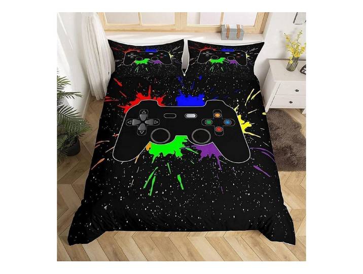 LuxusKollektion Jugendbettwäsche Bettwäsche Jungen Gaming Galaxy Tie Dye 135x200