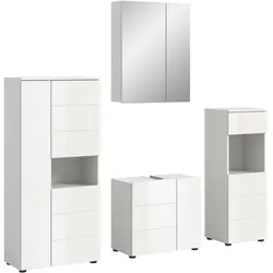 BADMÖBEL-SET 4-teilig weiß Hochglanz 188 x 190 cm, Kombination modern