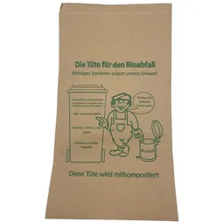 50 Stück Papiermüllbeutel Bio-Abfallbeutel mit Druck 20 + 16 x 36 cm