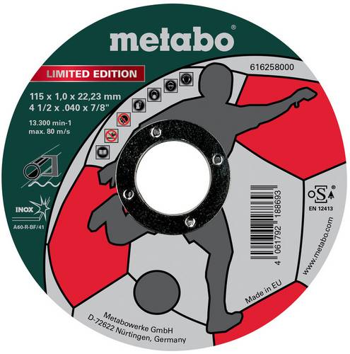 Metabo Limited Edition Soccer 616258000 Trennscheibe gerade 115mm Edelstahl, Stahl