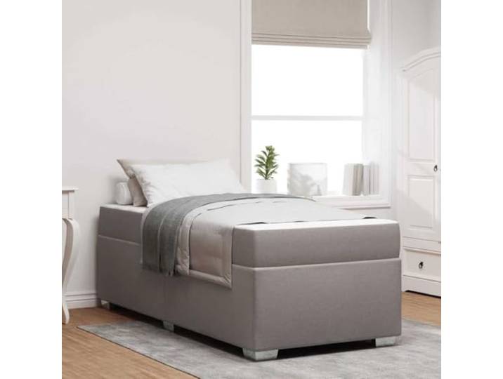 Atmungsaktiver Stoff Holzwerkstoff Modernes Design Bettgestell Matratze Bettrahmen mit Matratze Taupe 90x190 cm Stoff Bettgestell mit Taschenfederkernmatratze für Einzelbett Schlafzimmer Möbel