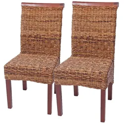 Décoshop26 - Set mit 2 rustikalen Esszimmerstühlen im Bananenflecht-Design 04_0000195