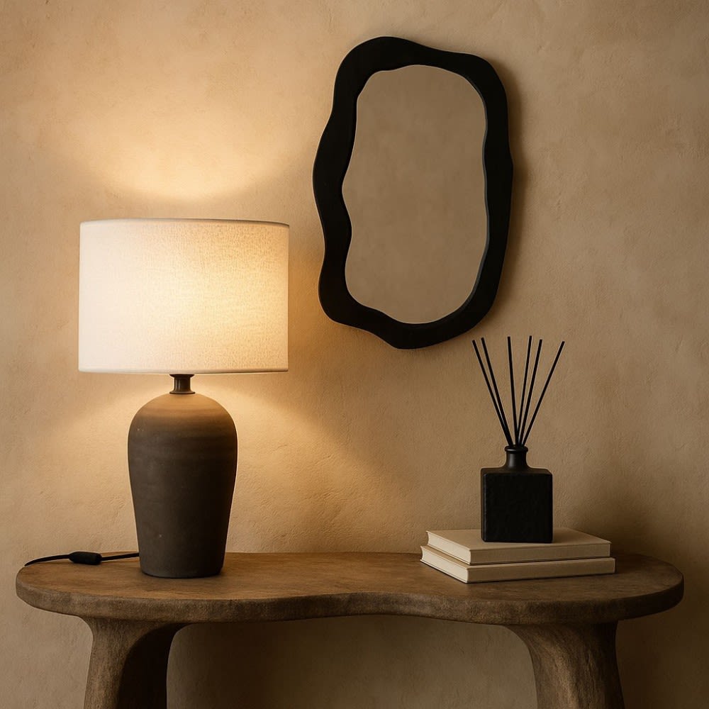 Ornami Lampe à poser effet pierre 52cm Marron 33x52x33cm