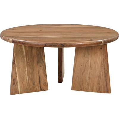 Couchtisch SIT "Köln rund Ø 90 cm aus Akazie mit asymmetrischem Holzgestell", beige (natur, natur, natur), B:90cm H:44cm T:90cm, Akazie massiv, Tische, Couchtisch, Akazienplatte mit 4 cm Stärke, abgerundeten Kanten & Unikat-Optik