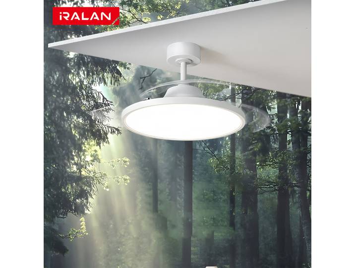 IRALAN ventilateur de plafond avec lumière moderne 42/48 pouces avec télécommande intelligente LED Invisible ventilateur de plafond lampe chambre salon
