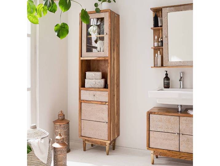 Massif Armoire colonne 45 x 180 x 30cm Marron/Acacia