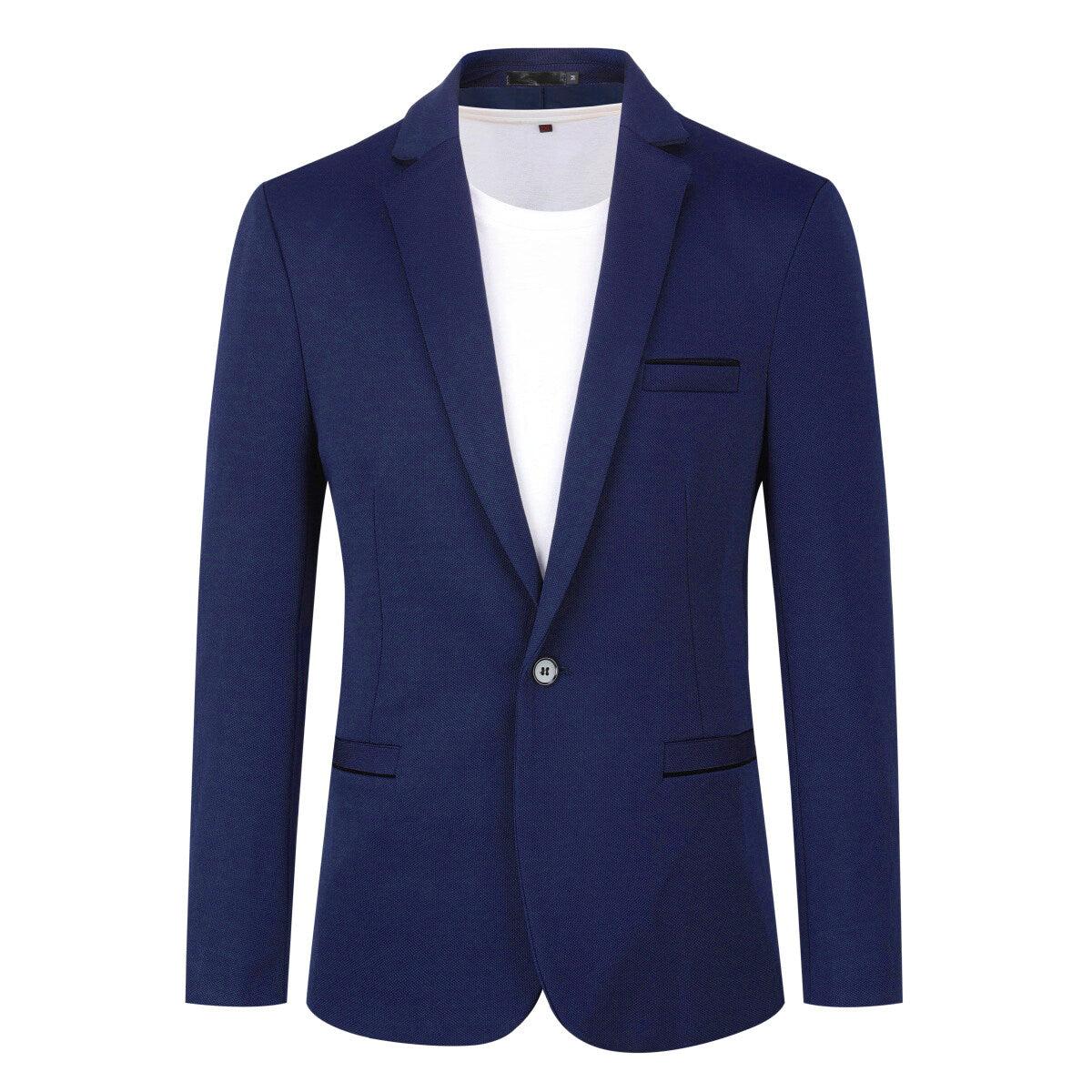 Herren Anzugjacke Slim Fit Mantel Business Alltag Blazer Dunkelblau