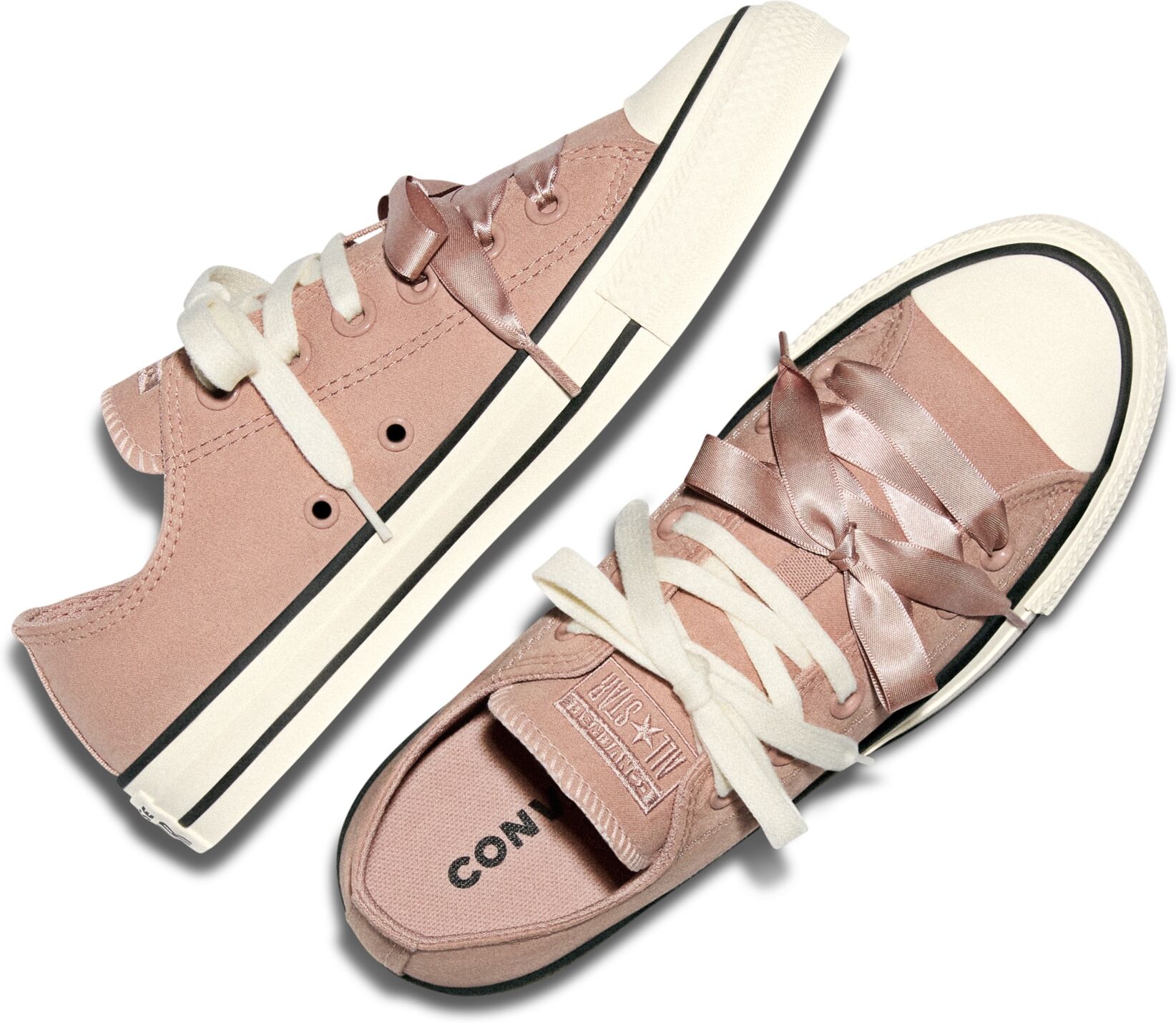 Sneaker CONVERSE "CHUCK TAYLOR ALL STAR PEACHED CANVAS", Damen, Gr. 36, rosa (dried earth, egret, schwarz), Synthetik, Schuhe Sneaker, pour tous les jours, semelle extérieure en caoutchouc, style sportif, avec lacets dried earth, egret, schwarz 36