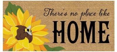 Evergreen "There's No Place Like Home Sunflower Flocked Coir Sassafras Switch Door Mat - 22"" x 10"""