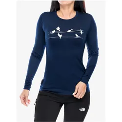 No Name, Damen, Funktionsshirt, Longsleeve damski Sensor Merino Active Songbirds Tee LS - deep blue rozmiar: l (L), Blau