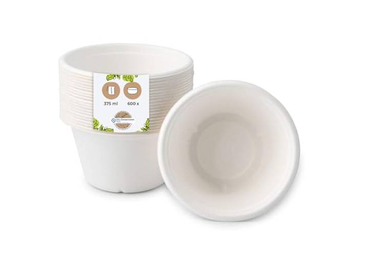 BIOZOYG Umweltfreundliche Suppenbecher aus Zuckerrohr I 600 Stück 375ml Einwegbecher Einmalbecher Wegwerfbecher I Bio Einweggeschirr Becher biologisch abbaubar, kompostierbar