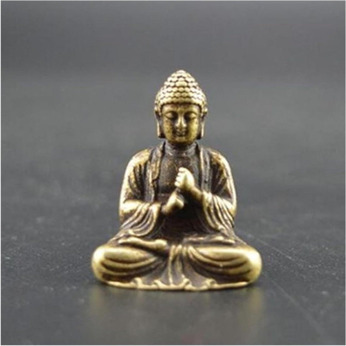 Messing Boeddhabeeld Decoratie - Bronzen Beeldje voor op tafel - 2,2 x 3,0 cm