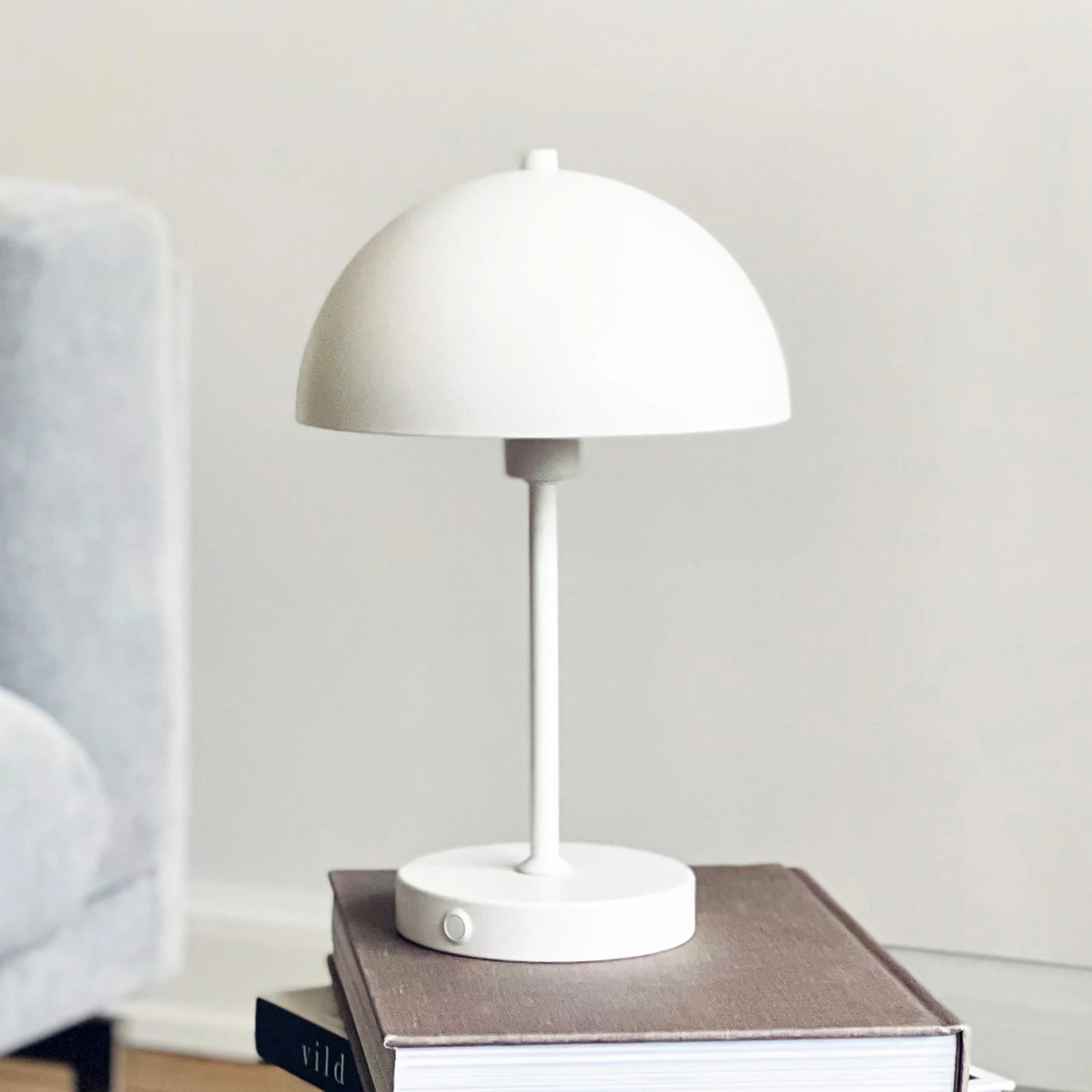 Dyberg Larsen Stockholm LED tafellamp op oplaadbare batterij - Wit - Metaal