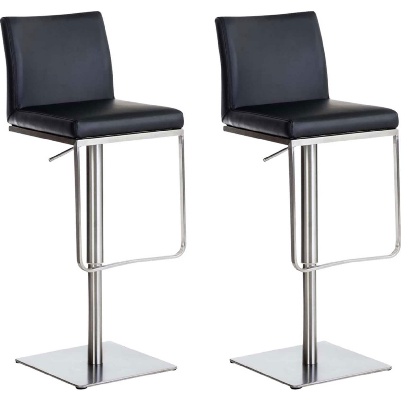 CLP 2er Set Barhocker Panama E Kunstleder - Farbe: schwarz, Gestellfarbe: edelstahl