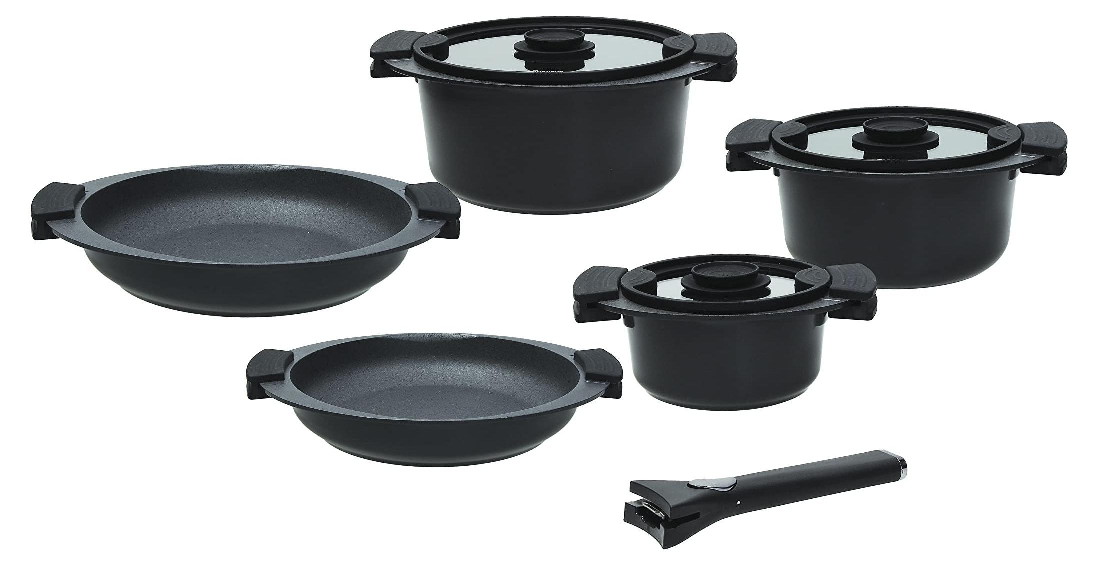 Pannenset 8-teilig, antihaftbeschichtet, Aluminium, Schwarz, für Induktion