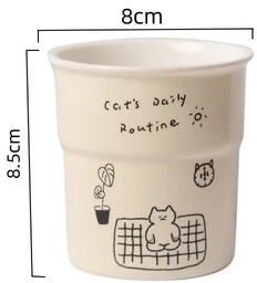 Uplifted Finds Simple Cute Cat Illustrations Ceramic Mug 225ml Oat Milk Latte & Breakfast Cup meditate