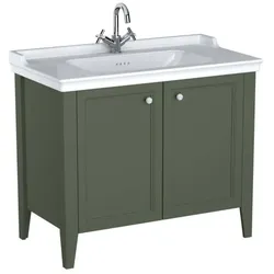 VitrA Valarte Waschtisch-Möbel-Set 65806 99,5x53x88cm, 2 Türen, Korpus Vintage grün/Waschtisch weiß hochglanz