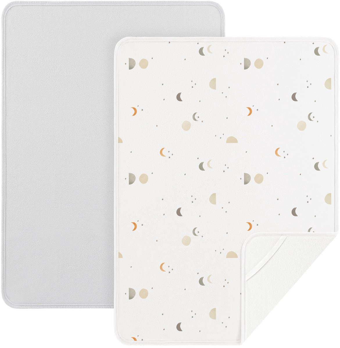 SnelShoppen Set van 2 waterdichte bedonderleggers voor kinderen, wasbaar, grijs (Grey Moon), 75 x 90 cm