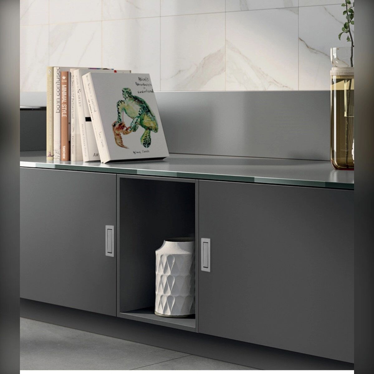 INF Eingelassener Zuggriff aus 304 Edelstahl – gebürsteter bündiger Schrank- und Kleiderschrankeinsatzgriff, verdeckte Basis Schwarz
