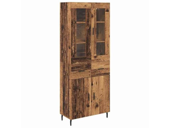 Highboard 2 Stk. Altholz 69,5 x 34 x 180 cm Holzwerkstoff Wohnzimmer, Esszimmer, Türen, Regalbretter, Eisbeine, Griffe, abriebfest, langlebig, einfacher Aufbau