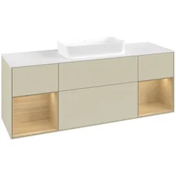 Villeroy & Boch Waschbeckenunterschrank Finion G74, Silk Grey Matt Lacquer, 1600x603x501 mm, mit Beleuchtung und SoftClosing-Funktion
