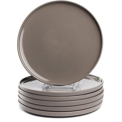 Teller-Set LEONARDO "Speiseteller ROMA, Keramikteller, ca. 27 cm, 6-teilig", grau (taupe), 6 Stk., Keramik, Geschirr-Sets, Teller Set, Geschirr-Set, Service, spülmaschinengeeignet