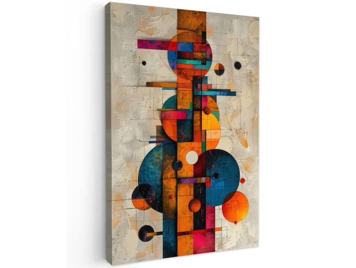 LEINWANDBILD Vintage - Moderne Kunst - Orange - Geometrische Formen Wanddeko 40x60 cm