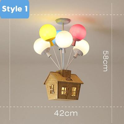 Inspired Living Whimsical Balloon House Kids Room Chandelier Wooden Ceiling Light a 6 Heads cool Light