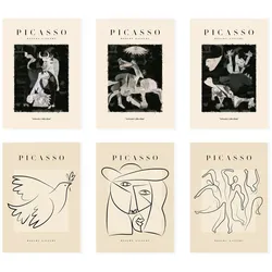 POSTER Set Mit 6 Illustrationen Von Pablo Picasso Schwarz Weiss A3 Rahmenlos