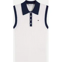 Strick Poloshirt Ärmellos Weiß L