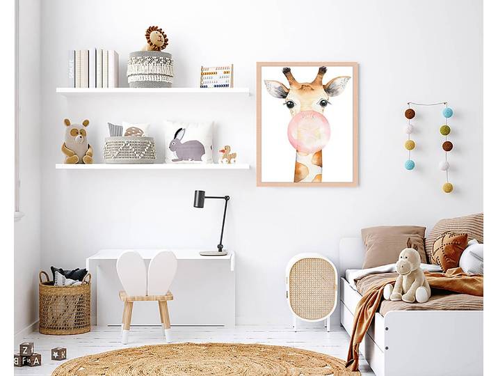 Tableau déco Bubble Giraffe 43 x 53cm Multicolore