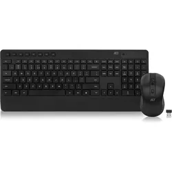 ACT Wireless keyboard and mouse bundle (Qwerty), silent click, eco-friendly, made from recycled mate (US, Kabellos), Tastatur, Schwarz