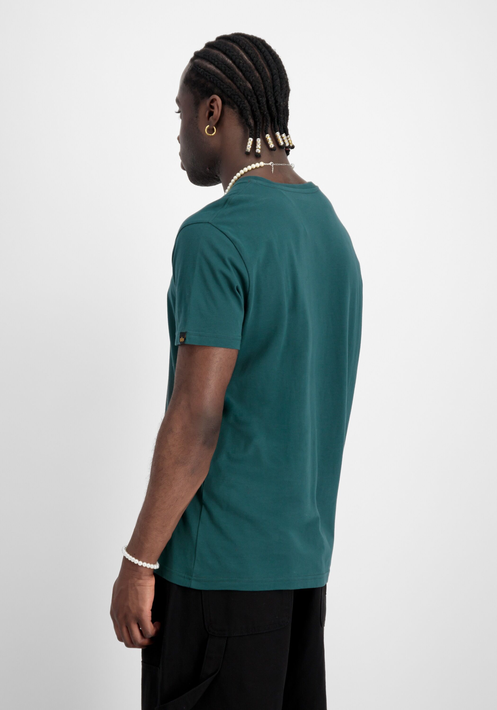 T-Shirt ALPHA INDUSTRIES "Basic ML T-Shirt", Herren, Gr. S, grün (force grün), Obermaterial: 100% Baumwolle, Shirts T-Shirt force grün S