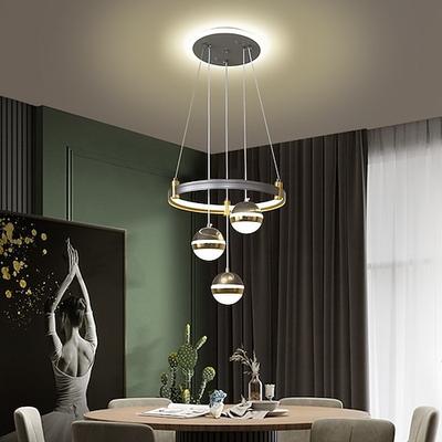 LED-Pendelleuchte, 3-flammig, Metall, 60 cm, dimmbar, kreisförmiges Design, Pendelleuchte, Aluminiumschicht, stilvolle Lackierung, künstlerisch, 110–240 V